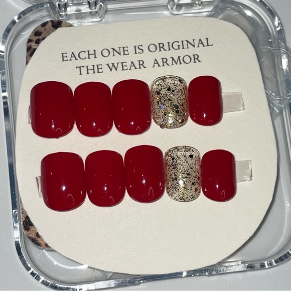 🎃 10 Press-On Nails Extra Small ~ Ready Set Red & Sunset ~ - Picture 3 of 4